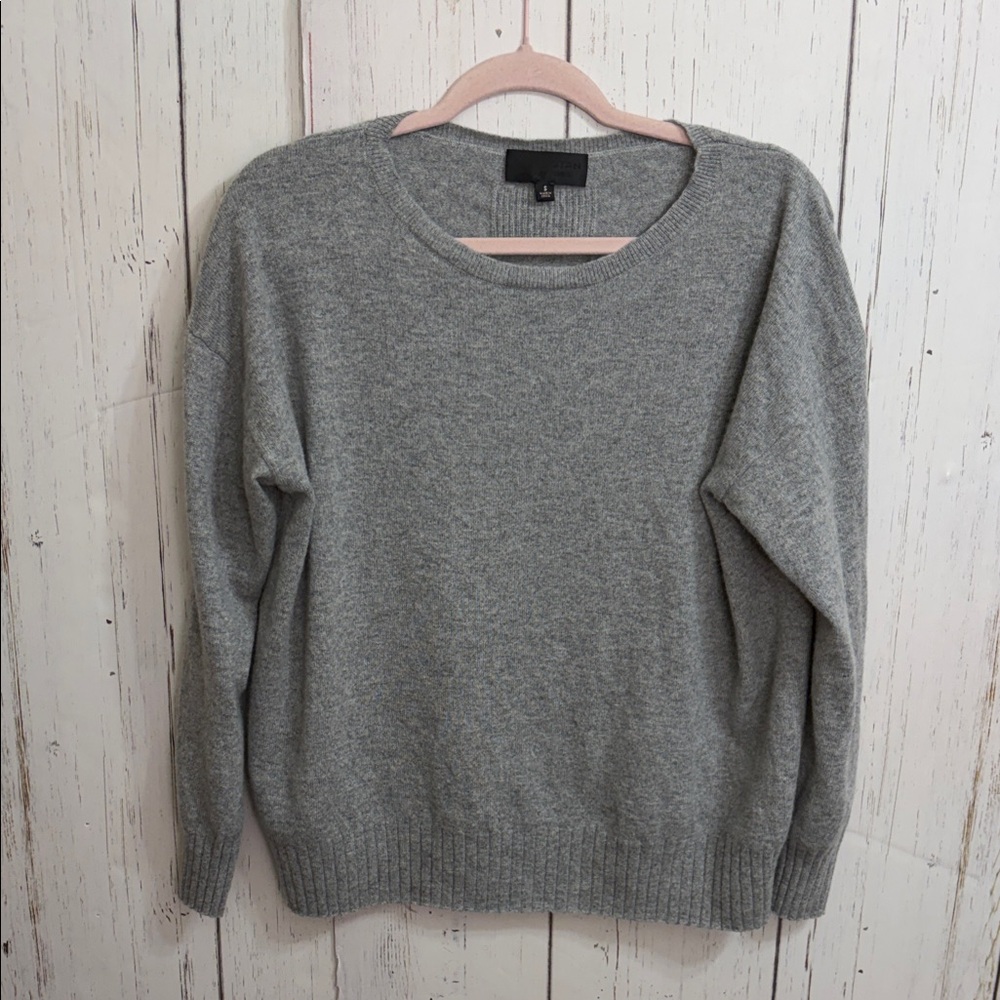 Nili Lotan 100% Cashmere Gray Oversized Crew Neck Sweater